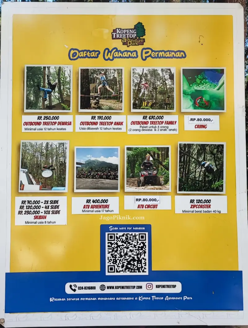 daftar pernamainan anak Kopeng Treetop Adventure Park