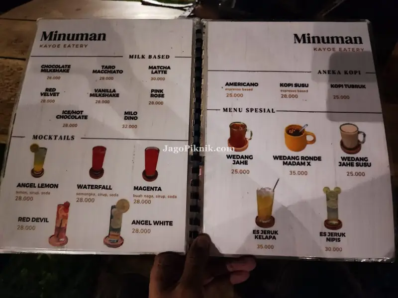 menu minuman Kayoe Eatery at the Backyard