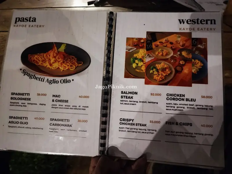 menu makanan Kayoe Eatery at the Backyard